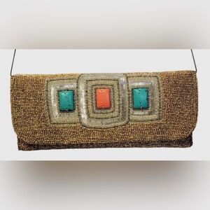 Beaded Clutch with Colorful Accents